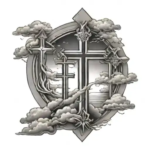 3 Three Crosses With Storm Clouds