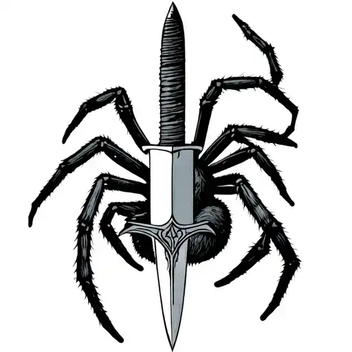 Spider With A Sword Through It And At The Tip Of A Knife