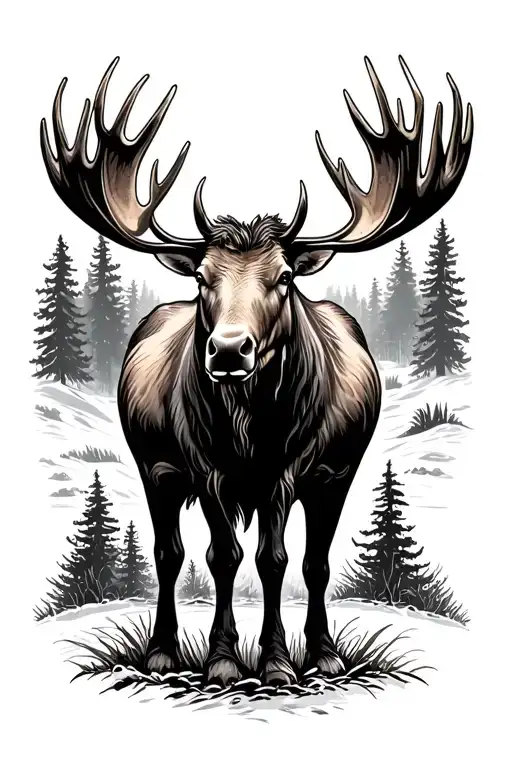 Moose Standing In Rorest