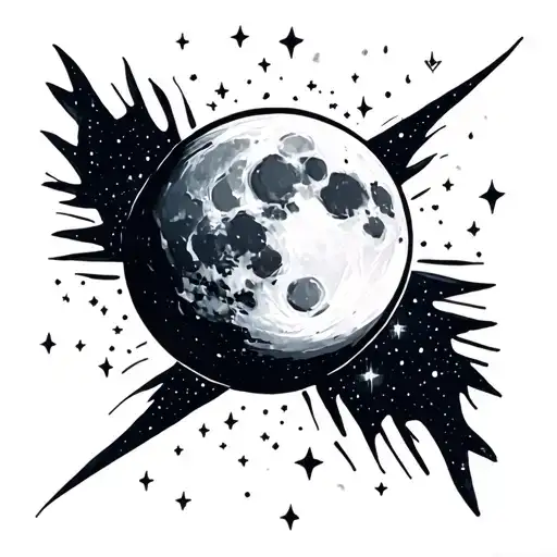 Moon With Stars Forming