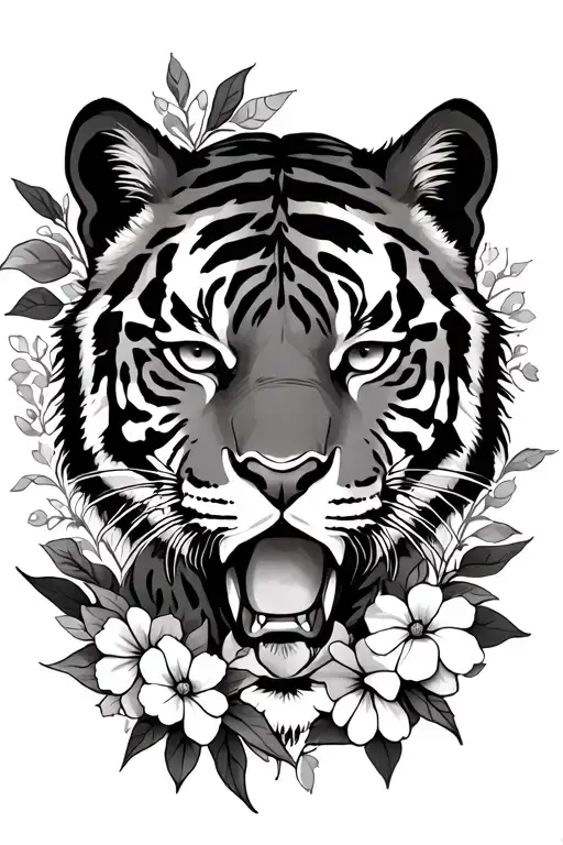 Tigress With Flowers