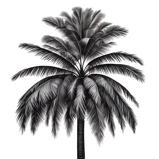 Araucaria Columnaris And Coconut Palms