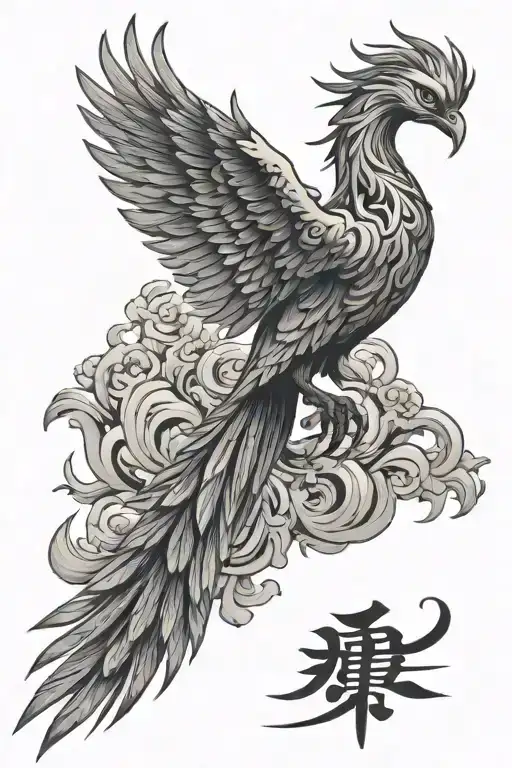 Phoenix With Japanese Kanji For Kaizen