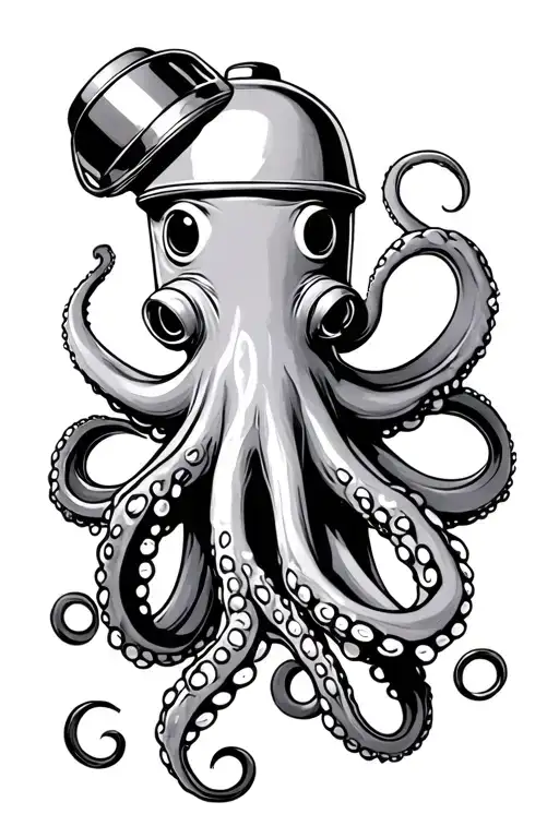 Octopus Holding Shaker And Barequipment In Its Tentacles