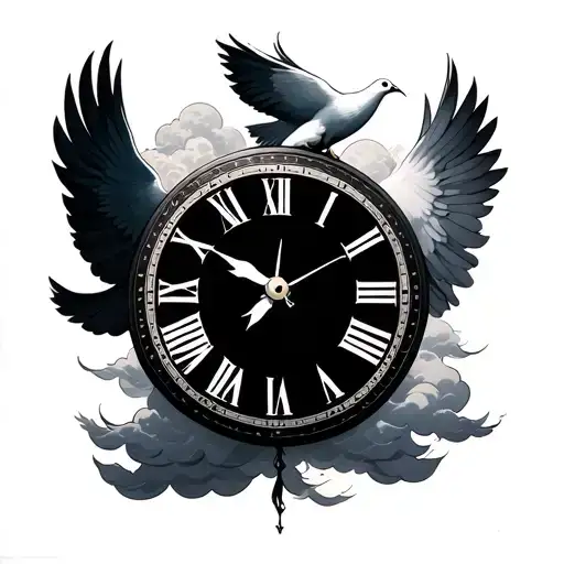 Dove Carrying Clouds Clock Face
