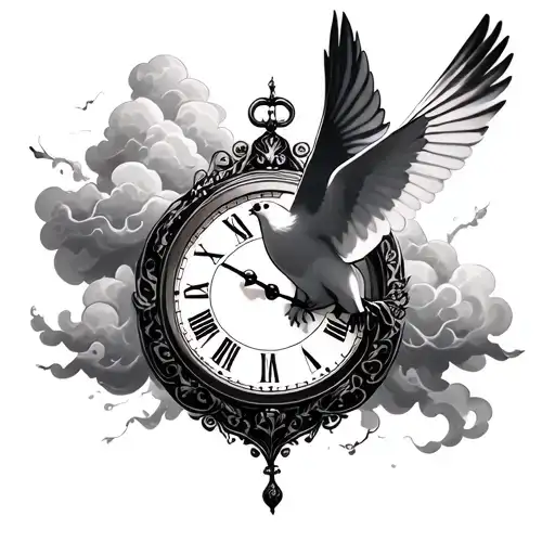Dove Carrying Clouds Clock Face Full Sleeve