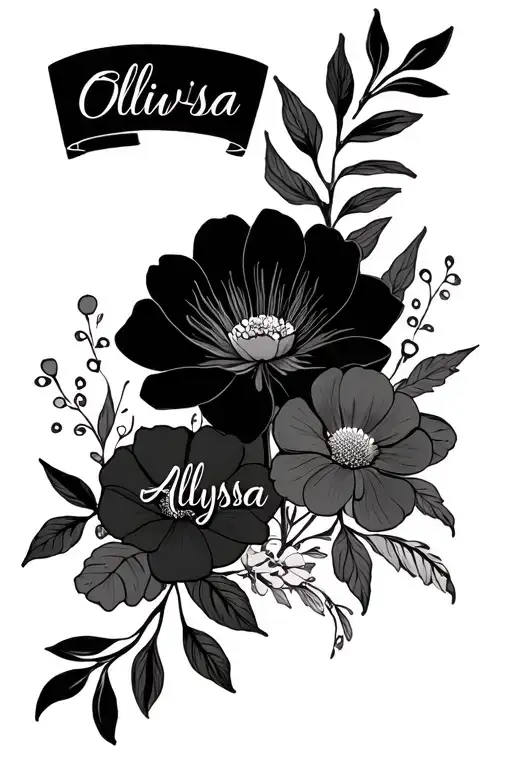 Garden Of Flowers With Olivia And Alyssa Name