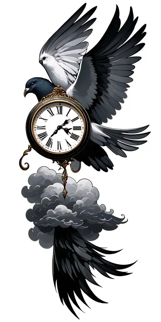Dove Carrying Clouds Clock Face Full Sleeve