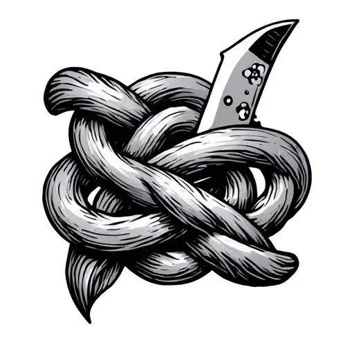 Knife And Forget Me Knot Intertwined