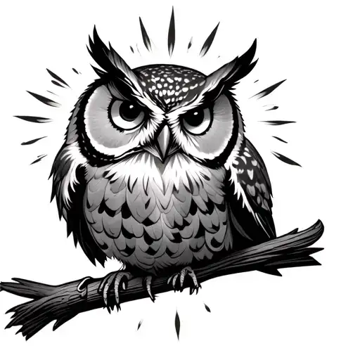 An Owl With Light Coming Out Of It