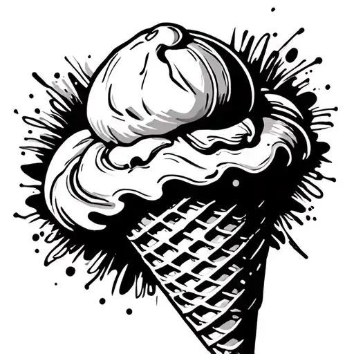 Old Fashioned Ice Cream Cone Colore Meltng