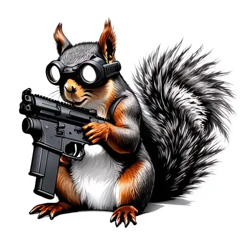 Squirrel Holding Ar15 With Night Vision Goggles