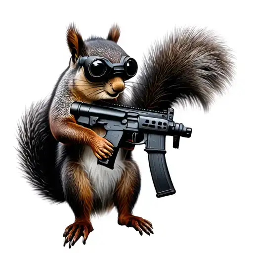 Squirrel Holding Ar15 With Night Vision Goggles