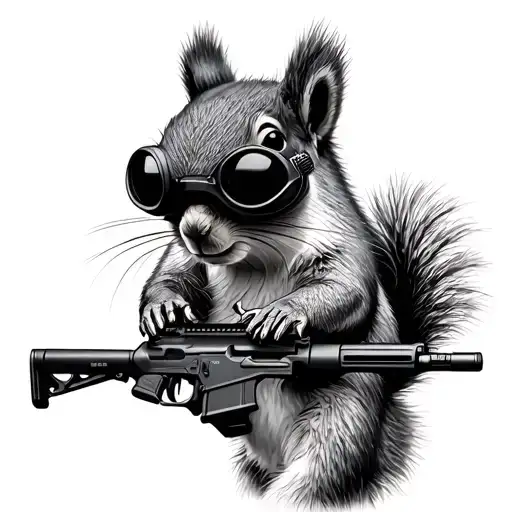 Squirrel Holding Ar15 With Night Vision Goggles Make It Romantic