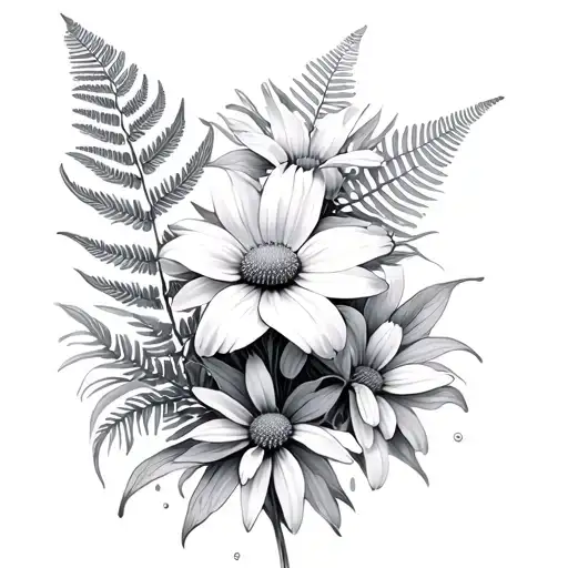 Edelweiss Flowers And Silver Ferns