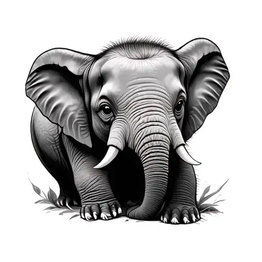 Baby Elephant Peeking Around Corner