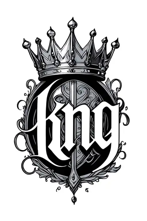 Gemini Themed King Crown On The Cursive Word King Surrounded
