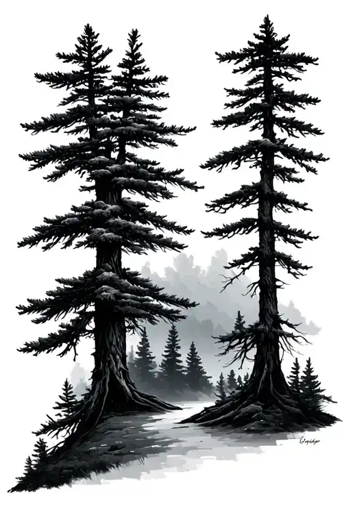 Pine Trees Half Sleeve
