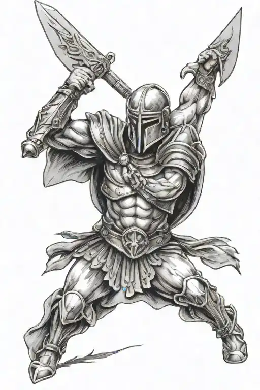 Spartan Warrior With Sings Spread