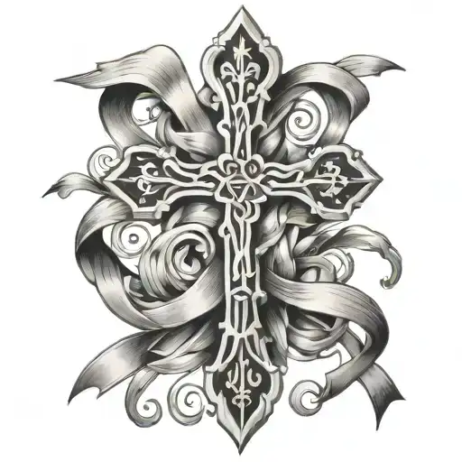 Cross With Ribbons Floating