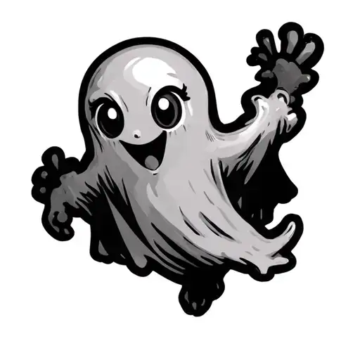 A Cute Running Ghost With Sn Mames Arc
