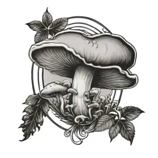 Whimsical But Realistic Mushroom In An Oval Frame
