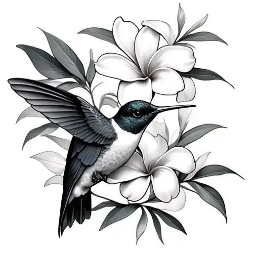 Plumeria And Humming Bird