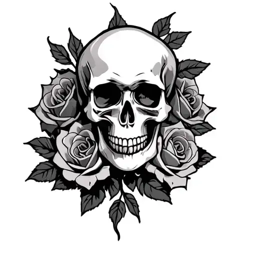 Skulls And Roses With Wrong It's Never Over In Cursive