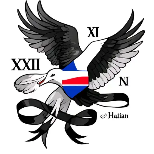 Create A Dove With Ribbons And Roman Numeral Letters With Haitian Flag