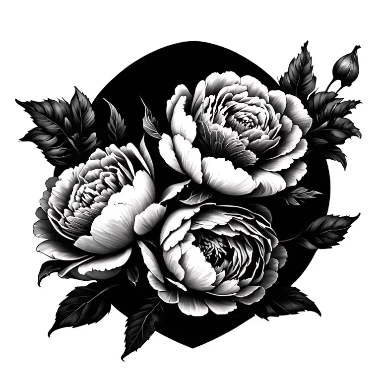 Peonies Spine Tattoo With Flowers