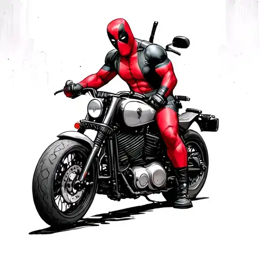 Deadpool On A Motorcycle
