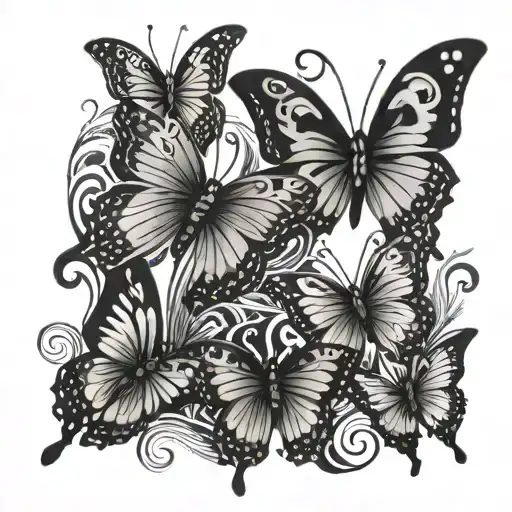 Tribal Butterflies Flying