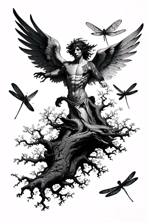 Icarus With Poison Tree And Dragonflies Flying