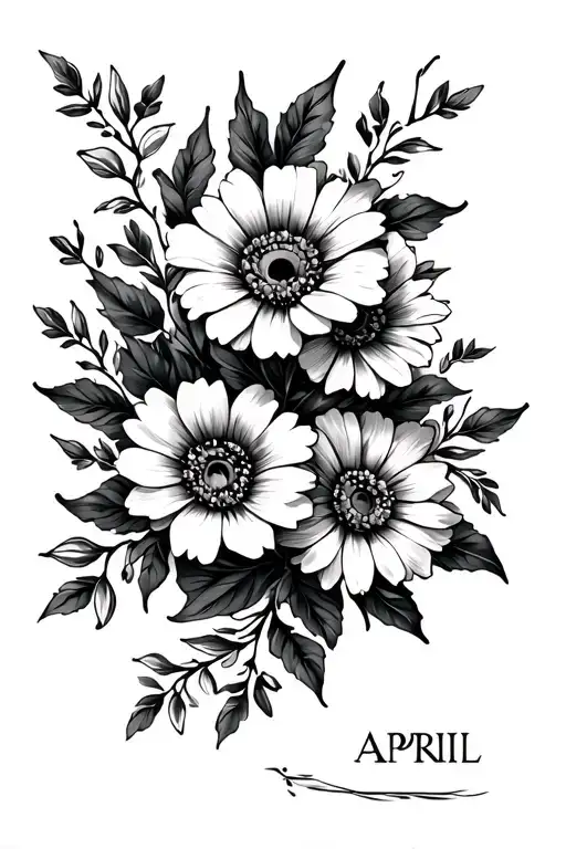 April Birth Tatto Placed On Ribs Showing And Flowers