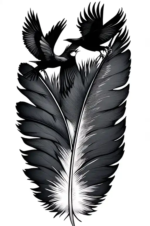 Native American Feather With Birds