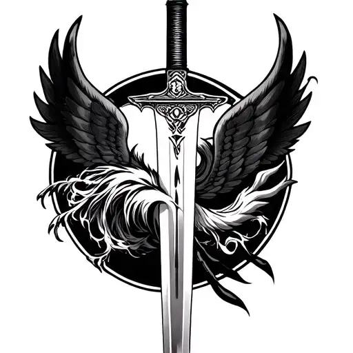 Japanese Style With Sword And Wings