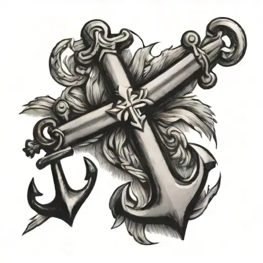 Cross- With Anchor Going Through