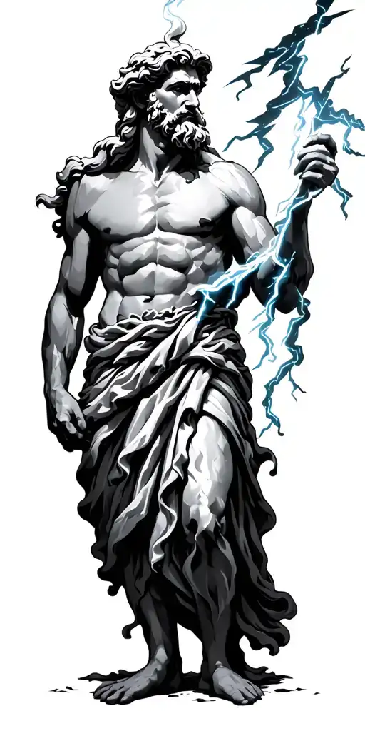 Zeus Holding A Lightning Bolt
