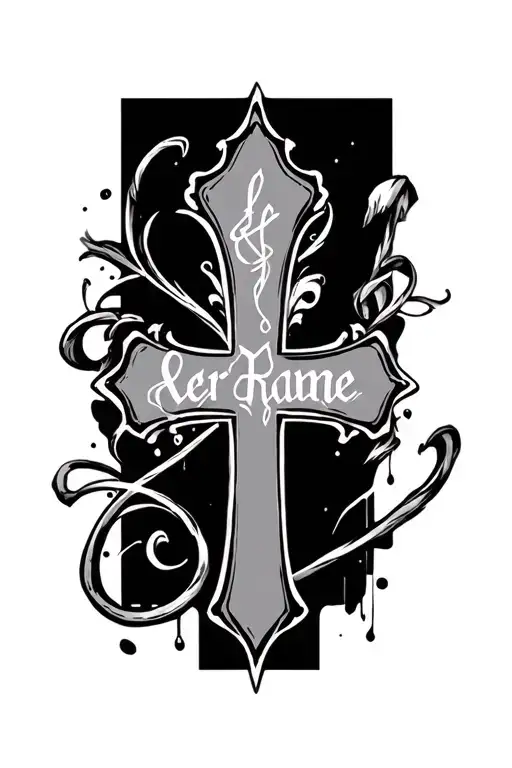 Cross With A Name Written Vertically