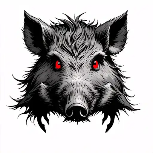 Wild Boar And Eyes Red Eyes