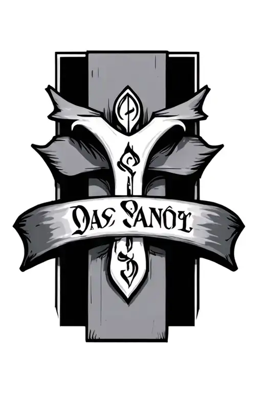 Cross With A Name Written Horizontally