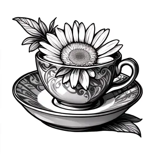 So Its A Tea Cup With A Chip And Aster On It