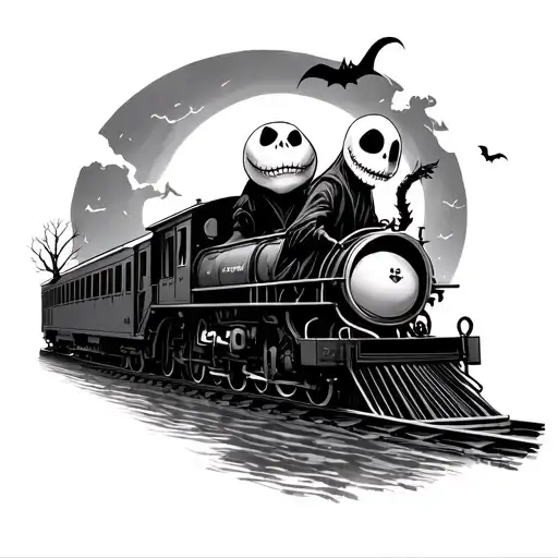 Jack Skellington And Oogie Boogie On A Stream Train