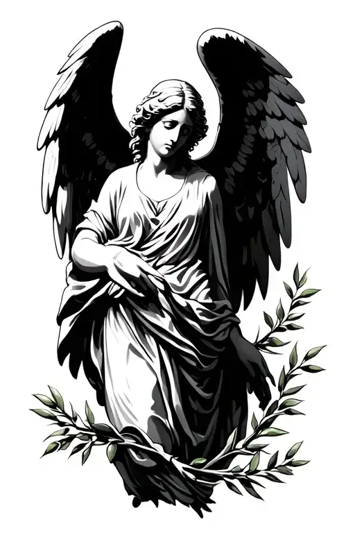 Angel With Olive Branches Stretching Towards