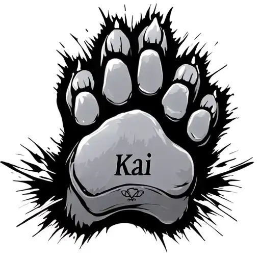 My Dogs Paw With His Name Kai Uncluded