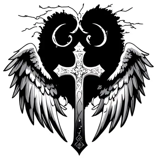 Cross And Angel Wings
