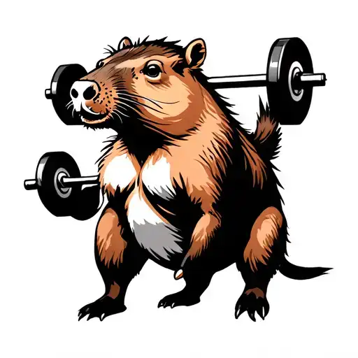 Capybara Lifting Weights