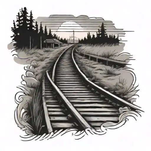 Railroad Tracks Going Into The Sunset