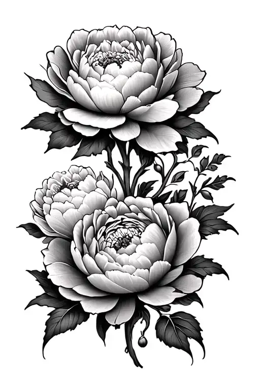Mandala Back Tattoo With Soft Peony Flowers Growing