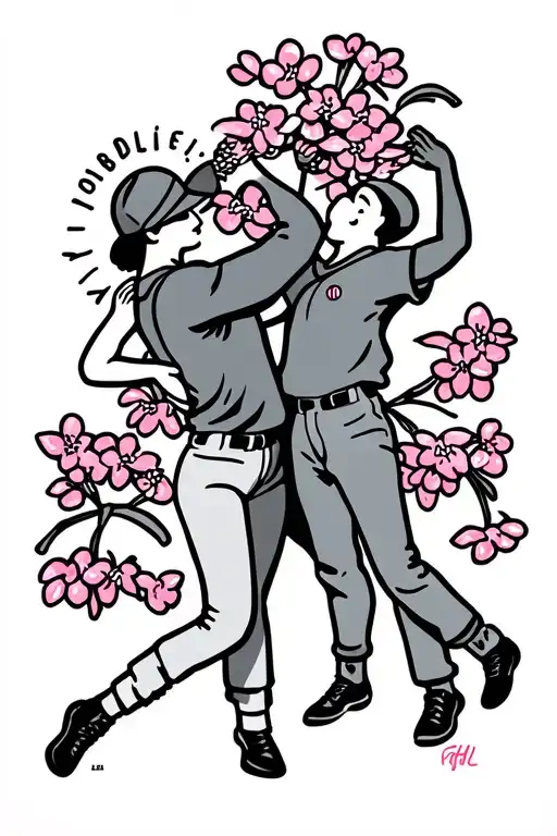 Keith Haring People Dancing Cherry Blossom Phillies Logo